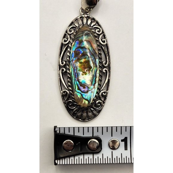 Handmade Sterling 925 Abalone Shell Pendant Signed With Makers Initials CFJ EUC - Picture 6 of 7